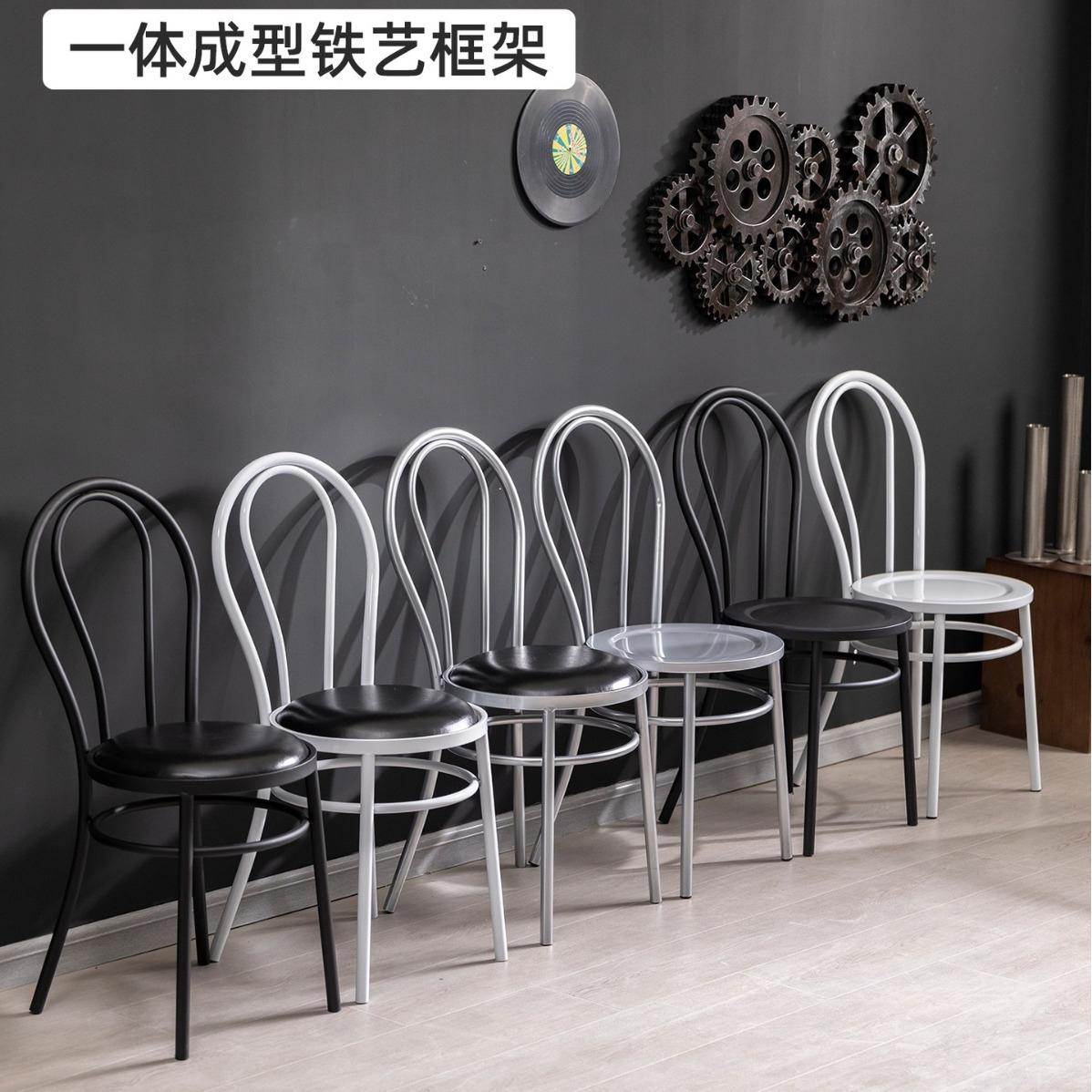 厅欧铁啡艺金属北靠背椅餐椅咖厅小吃店餐餐椅复古金色个性SM-231