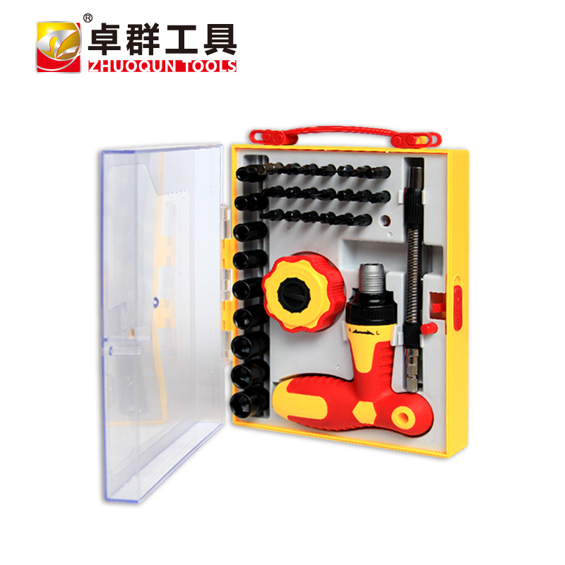 新款34合一多功能组合工具套装可调快速棘轮套筒多用螺丝刀2887A