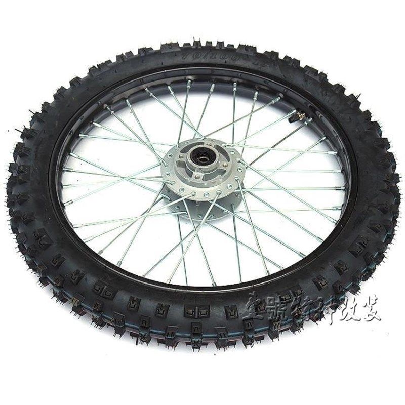 越野摩托车小高赛配件 70/100-17寸轮胎前轮毂钢圈总成
