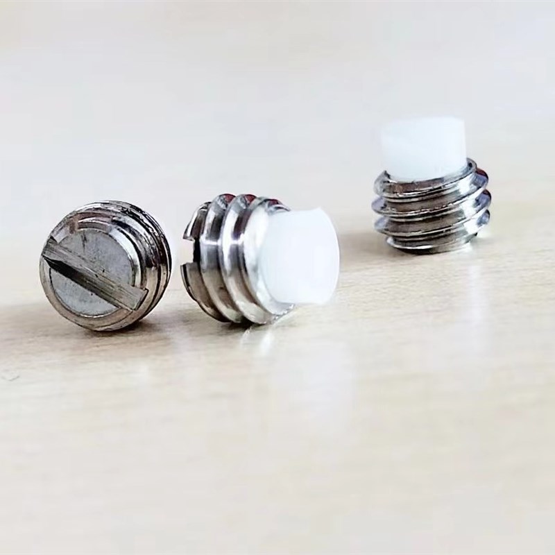 M5M6紧固件304不锈钢一字割槽POM白塑料尼龙胶头机米缓冲紧定螺丝