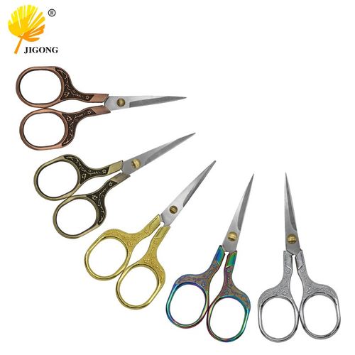 不锈钢电镀复古梅花剪  精雕梅花尖嘴剪刀 家用diy十字绣手工裁缝