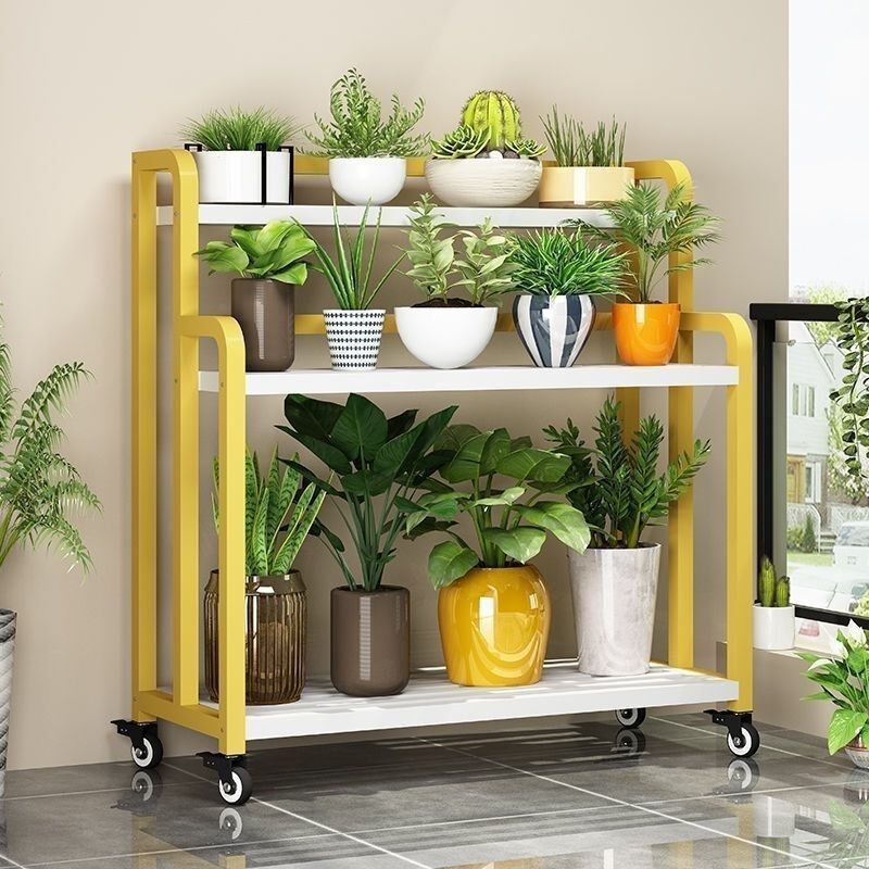 阳台花架子置物架落地式铁艺花盆多肉简约客厅置物架多层室内室外