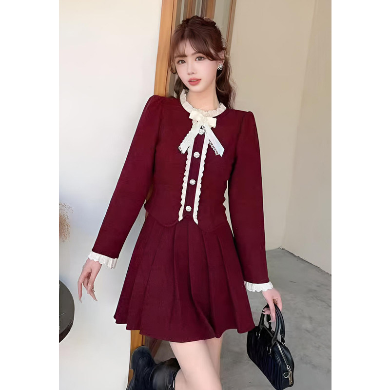 ASY/2025新款收腰减龄两件套【小个子】时尚小香风百褶套裙,女装/女士精品,时尚套装,淘宝优惠券,粉丝福利购,淘宝优惠卷