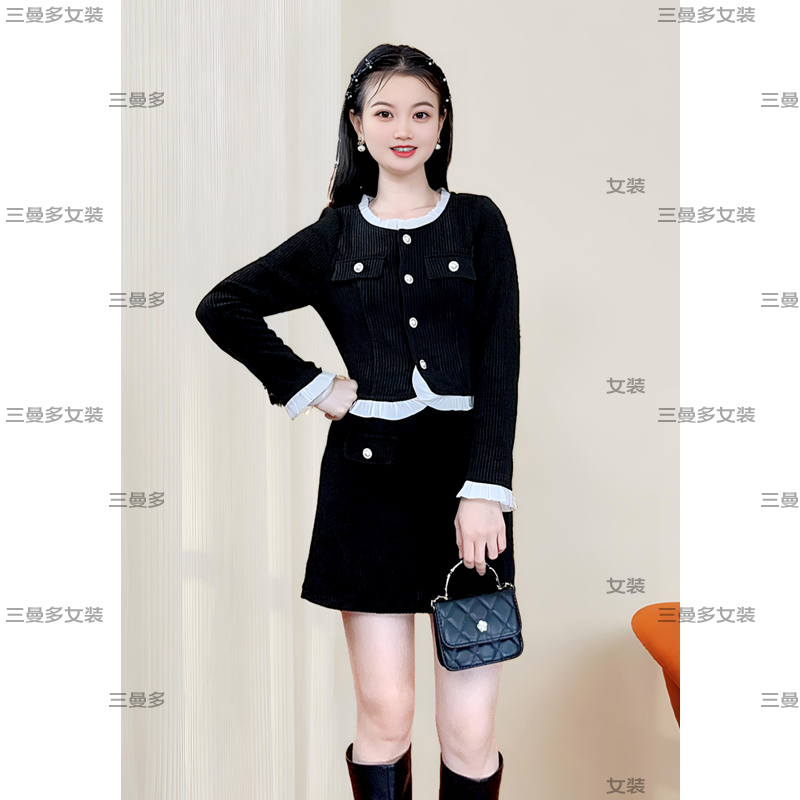 ASY/2025时尚上下两件套【小个子】小香风显瘦气质法式轻奢套裙