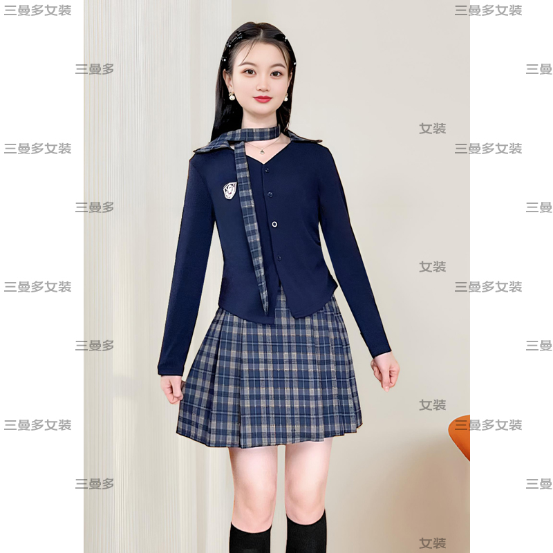 ASY/2025百搭上下两件套【小个子】减龄秋季学院风格子套裙