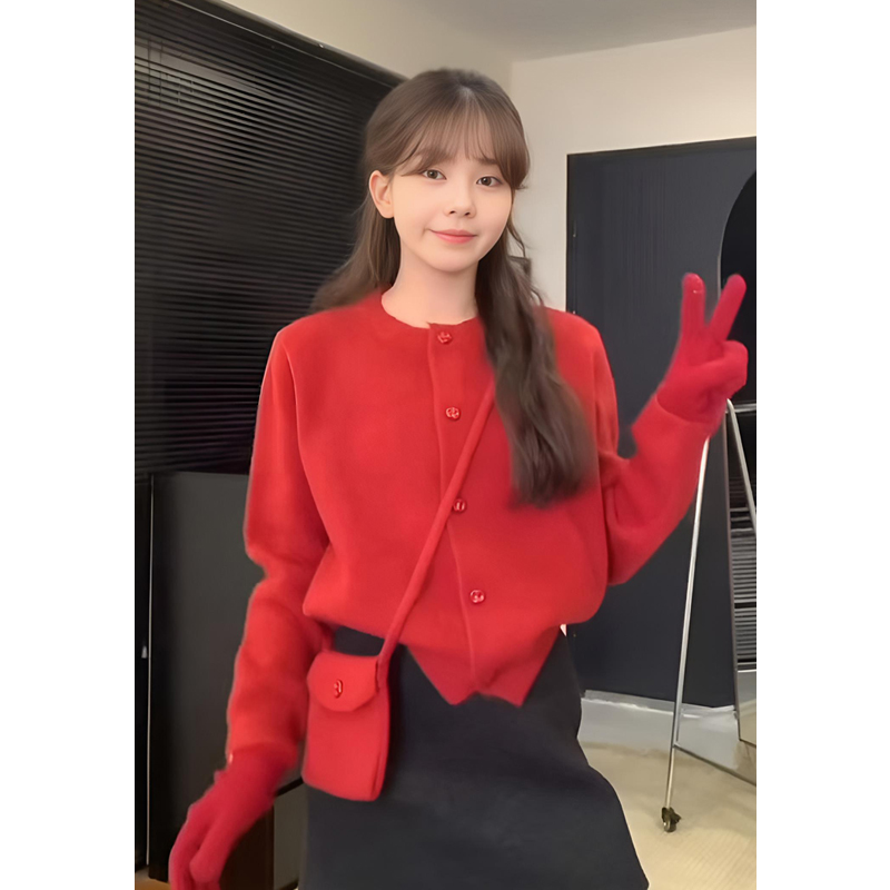 ASY/2025冬季新款针织杉【小个子】温柔风配包开衫