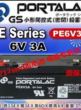 GS PORTALAC电池 PE6V3A 6V3AH 仪器仪表 医疗设备 机床设备电瓶