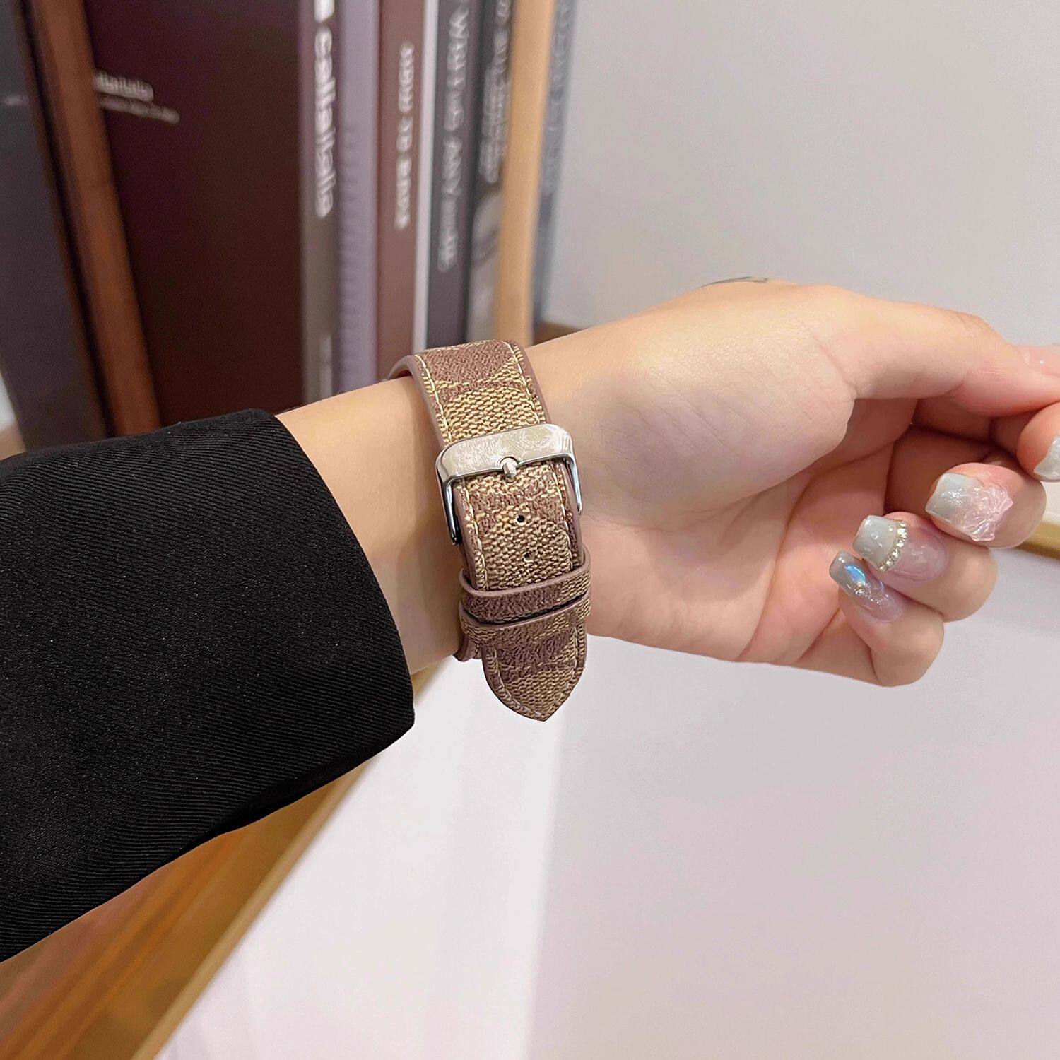 C蔻老花oppowatch3/x/2/4pro手表带男女se真皮