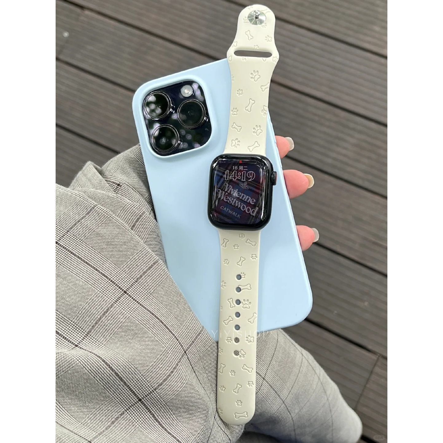 可爱小狗爪印花硅胶表带适用小米9Pro/8Pro通用红米watch5 watch4