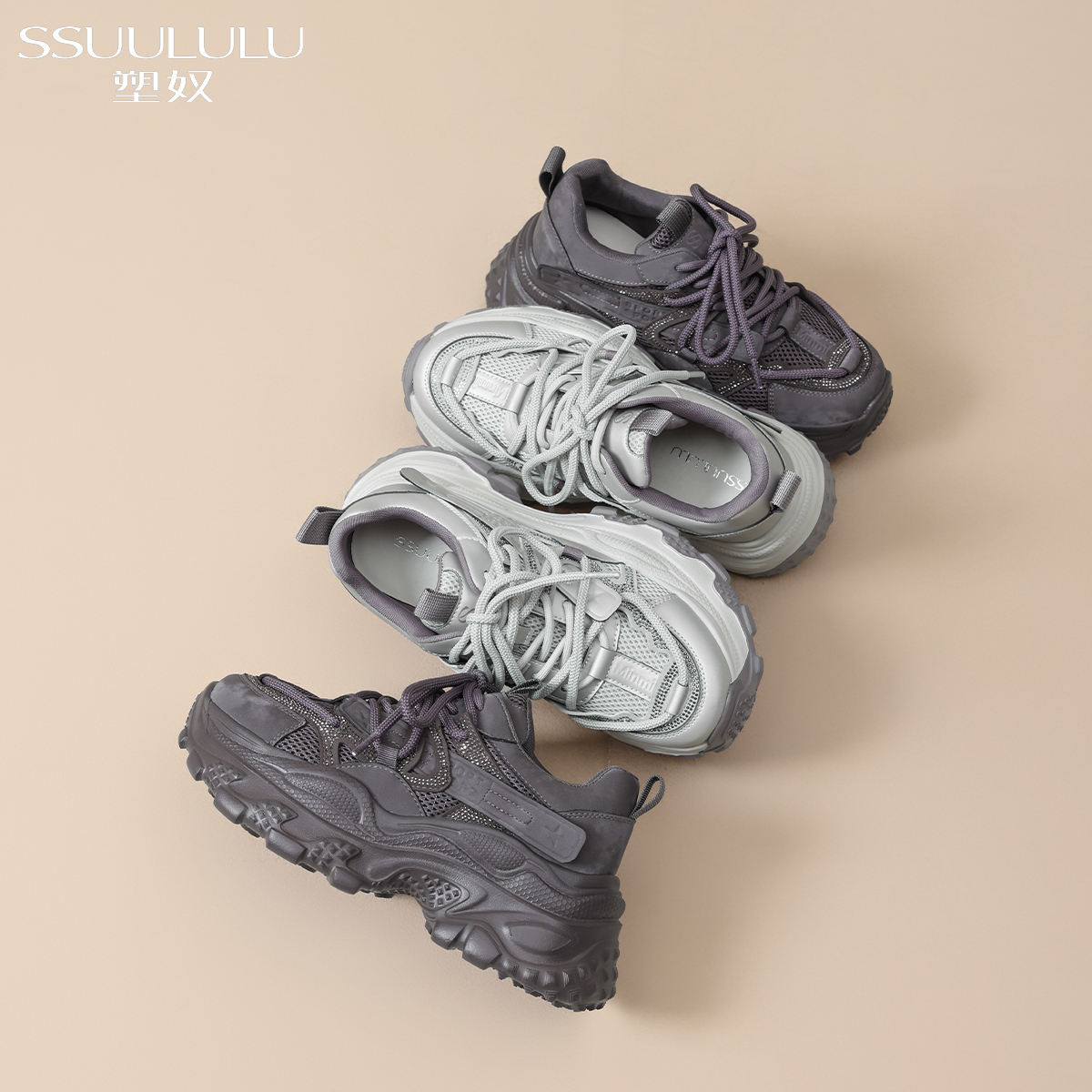 塑奴厚底老爹鞋女款2025新款秋季爆款透气休闲百搭女鞋子增高运动