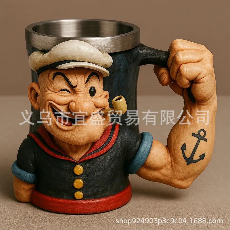 新款3d popeye power mug杯子卡通设计摆件杯