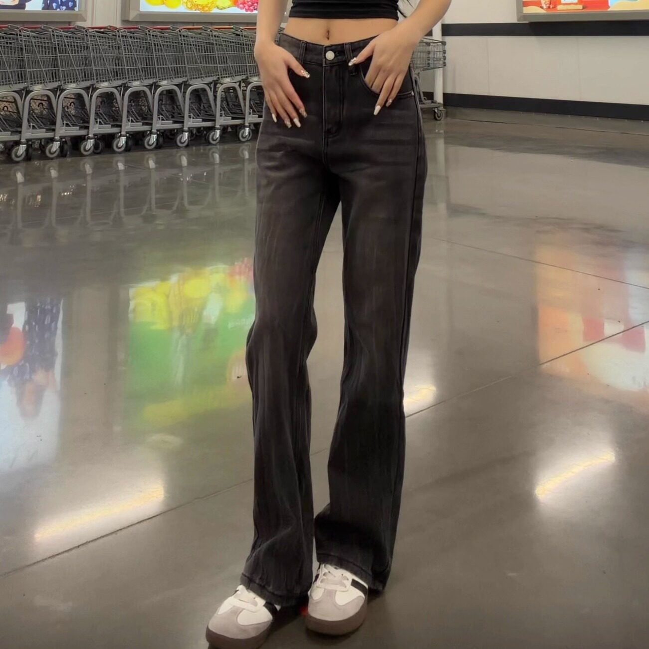 QUALCOMM秋冬加绒微喇长裤