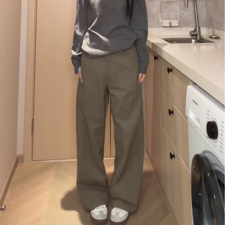 QUALCOMM秋冬季美拉德咖色牛仔裤