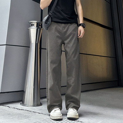 QUALCOMM潮流美式cleanfit净版美拉德直筒长裤男士春款显瘦牛仔裤