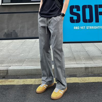 斜切微喇休闲男裤秋冬新款