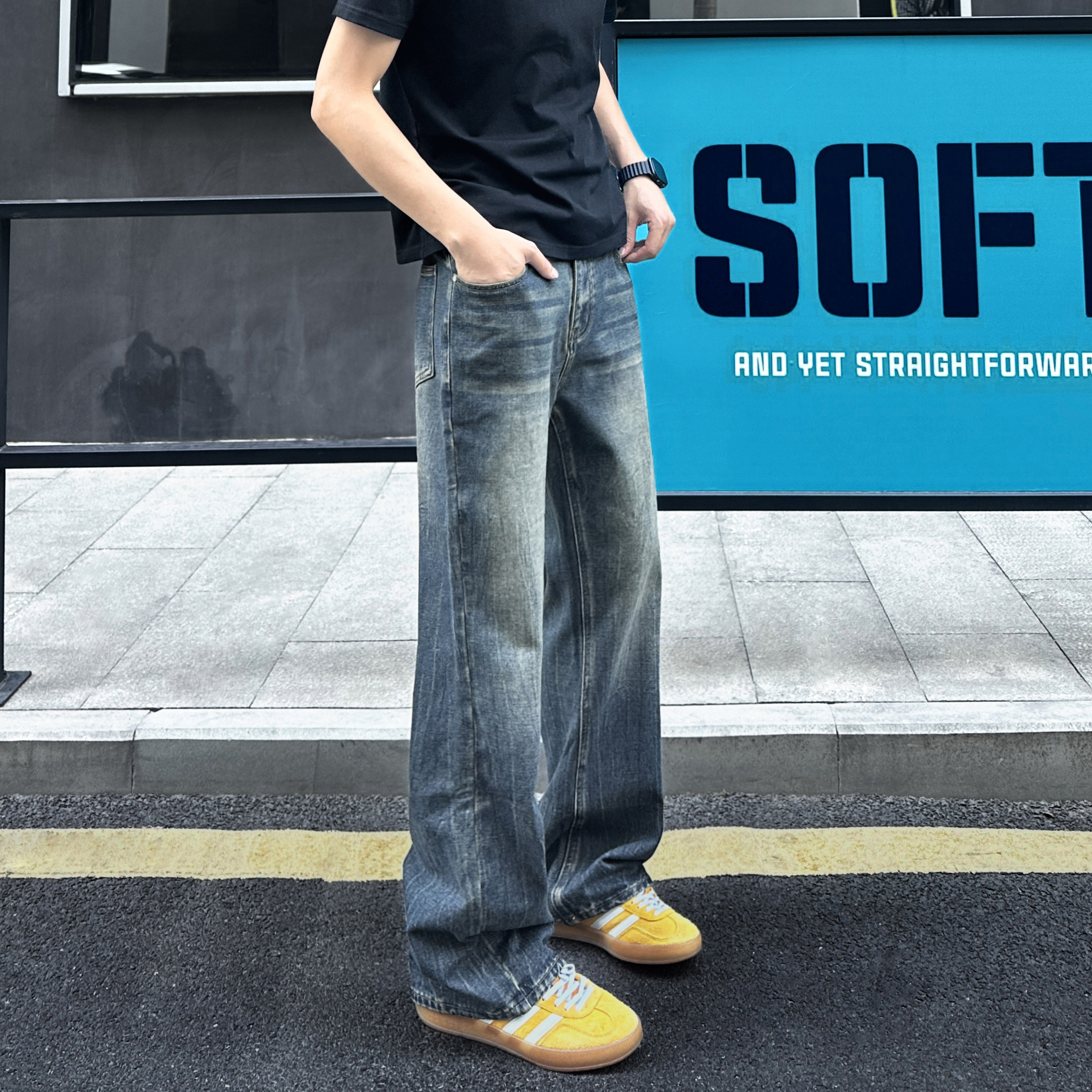 QUALCOMM高街微弹百搭休闲长裤