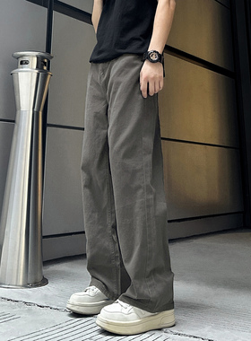 QUALCOMM男女同款阔腿显瘦牛仔裤秋冬美式百搭显高宽松直筒长裤子