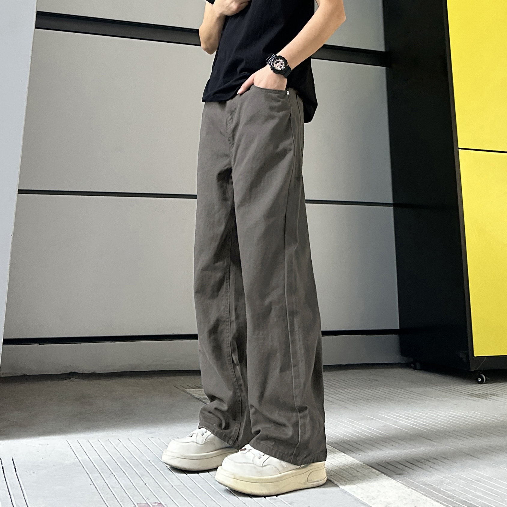 美拉德秋冬百搭阔腿牛仔裤