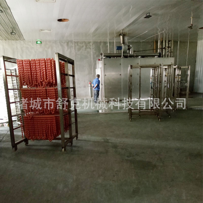 1000型不锈钢烟熏炉 全自动烘干 挂香肠车专用设备 生产线