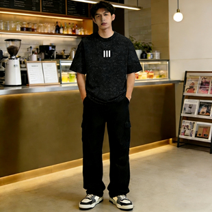 2026新款美式重磅纯棉学生青少年印花短袖t恤男扎染半袖情侣上衣