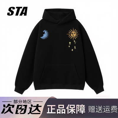 STA复古美式潮牌小众黑色卫衣