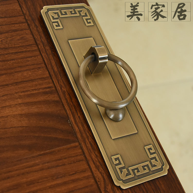 中式仿古纯铜拉手实木大门把手衣橱柜窗户黄铜大拉环复古门环配件