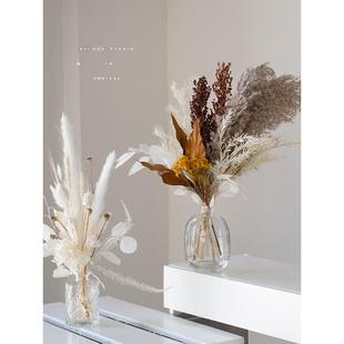 ins干花玻璃瓶插花花束套餐 饰 家居样板间拍摄摆件北欧台面民宿装