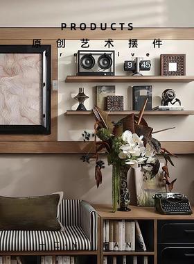 一匚 现代轻奢装饰画托盘香薰组合 样板间书房书柜床头柜搭配饰品