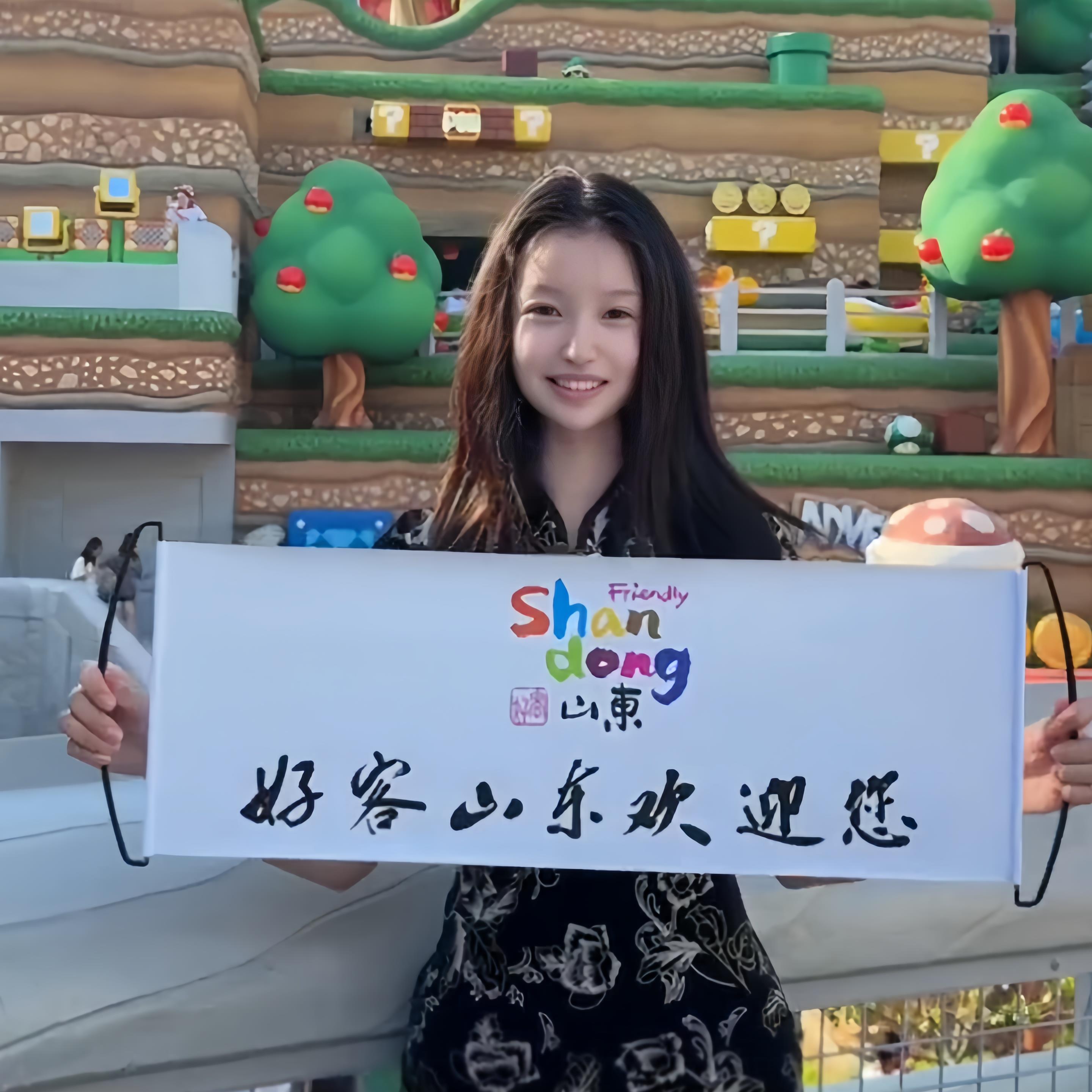 好客山东欢迎你手拉旗自动伸缩手拉旗条幅旅游拍照打卡横幅文旅
