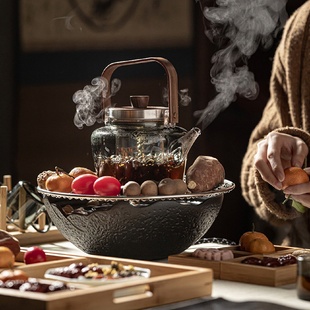 网红围炉煮茶电陶炉家用室内电陶煮茶器煮茶炉玻璃茶壶烤茶炉套装