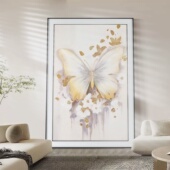 奶油风客厅落地画蝴蝶手绘实物画走廊过道挂画沙发背景墙装 饰壁画