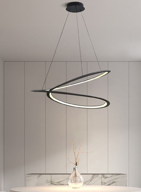 简约现代LED餐厅吊灯个性创意异形客厅吊灯艺术线条灯圆环形灯具