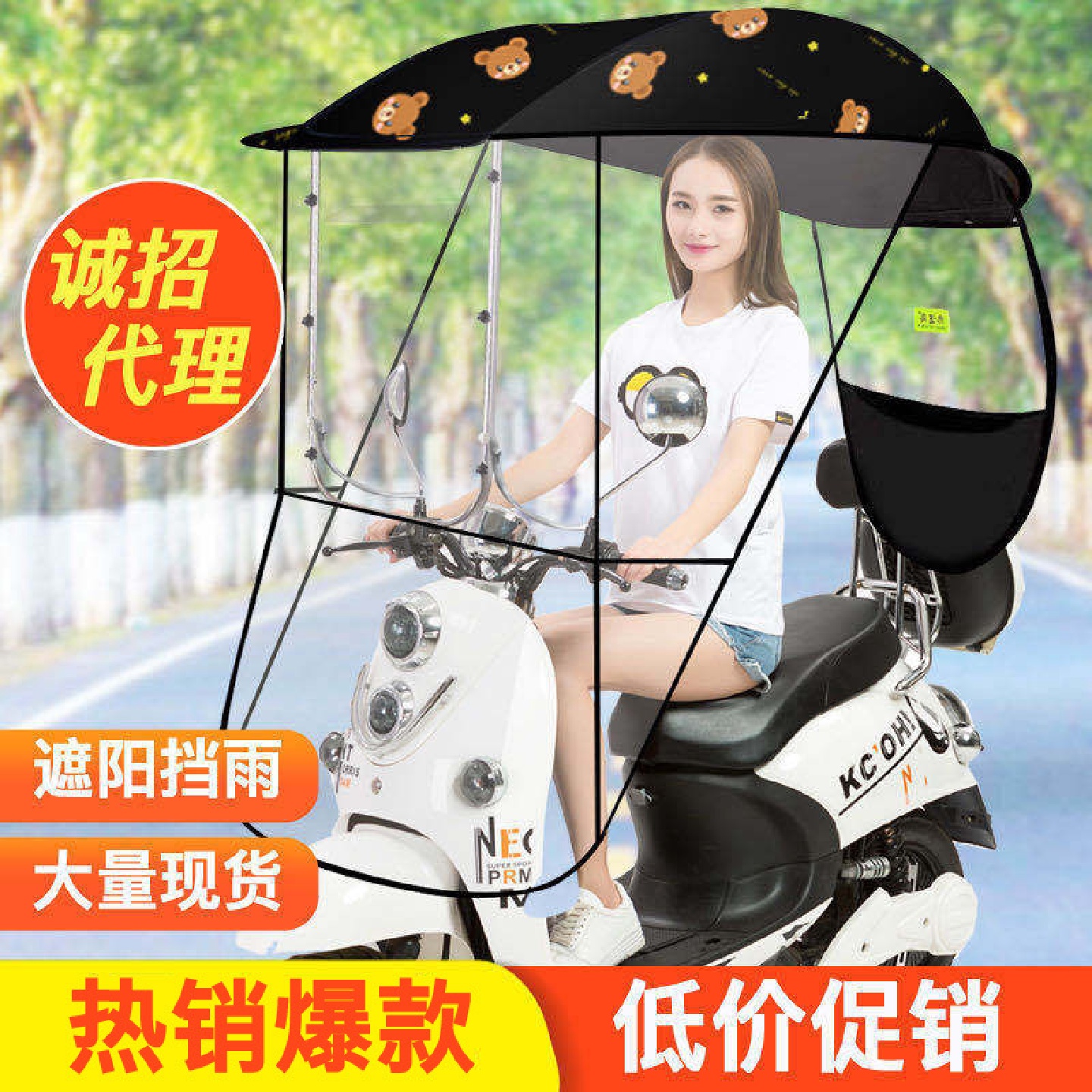 雨棚电动车遮雨蓬摩托车棚防晒雨伞挡风罩挡雨侧翼遮阳罩赤道鸟