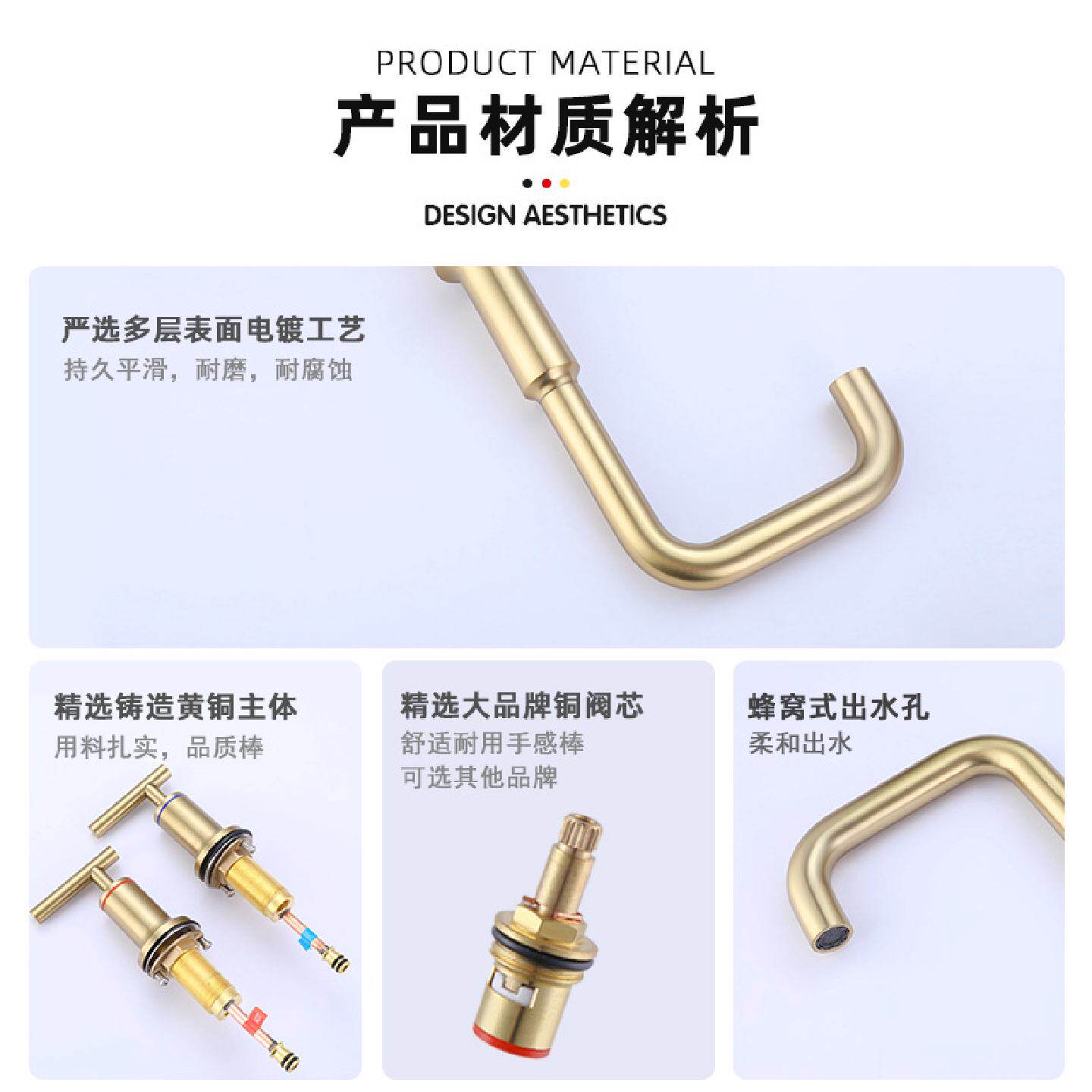 全铜面盆水龙头全铜冷热洗漱台洗脸盆龙头分体式双把手水龙头跨境