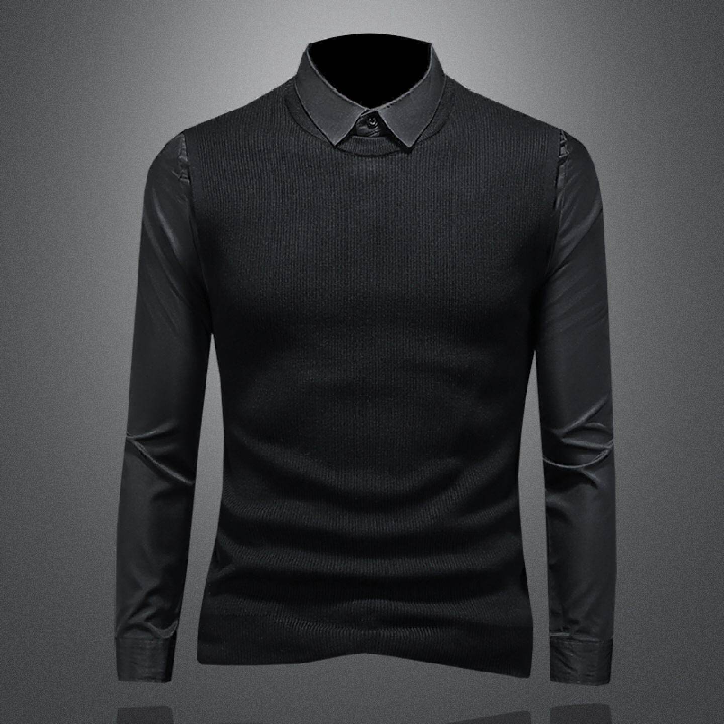 假两件衬衫男士长袖年秋冬季新款高级感韩版潮流商务休闲衬衣潮男