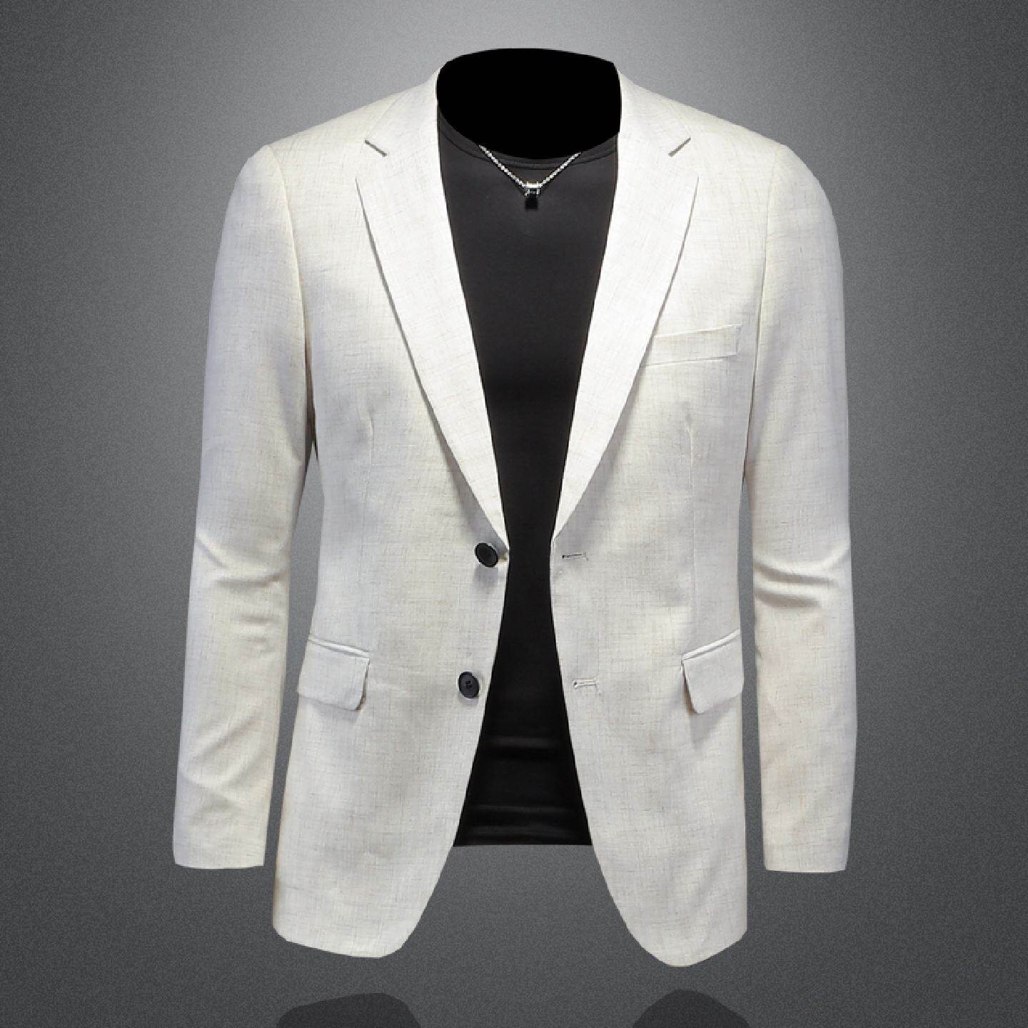 2026春秋季新款休闲西装男士韩版潮流外套单件上衣亚麻复古修身西