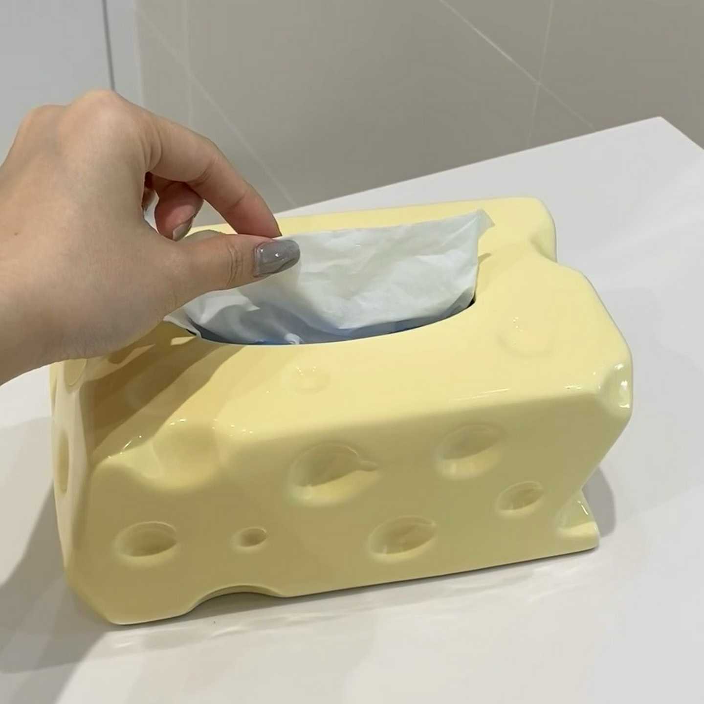 奶油奶酪陶瓷纸巾盒创意抽纸盒客厅高级感轻奢风纸巾收纳盒装饰