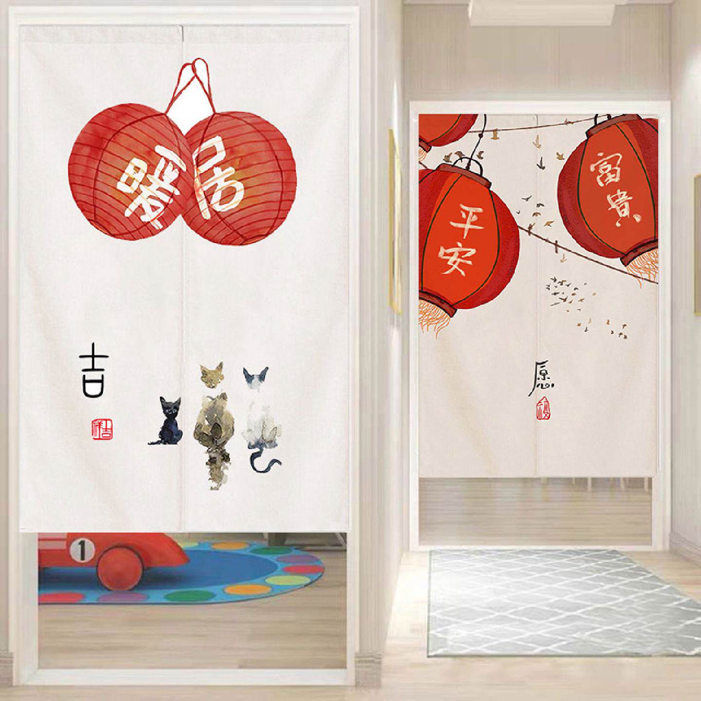 厨房门帘隔断帘家用卧室半帘厕所卫生间遮挡布帘挂帘柜子防尘棉麻