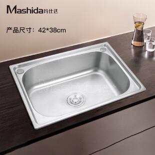 厂家供应1.2cm厚不锈钢水槽4238单槽洗菜盆厨房水槽201