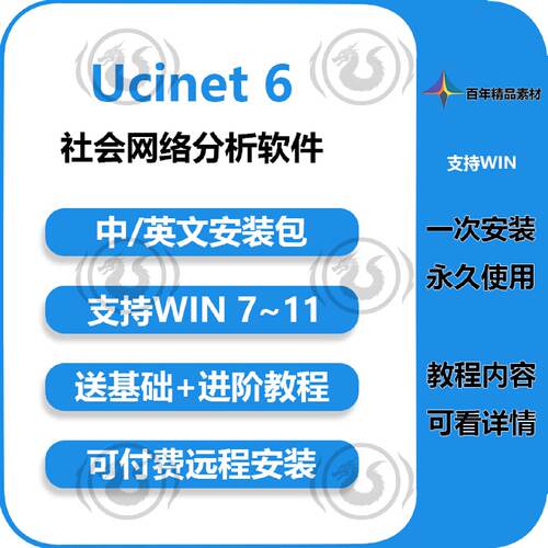 ucinet6软件社会网络分析软件赠视频教程文档资料论文WIN