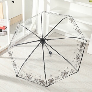 新款创意透明雨伞全自动生如夏花折叠雨伞高颜值学生耐用加厚雨伞
