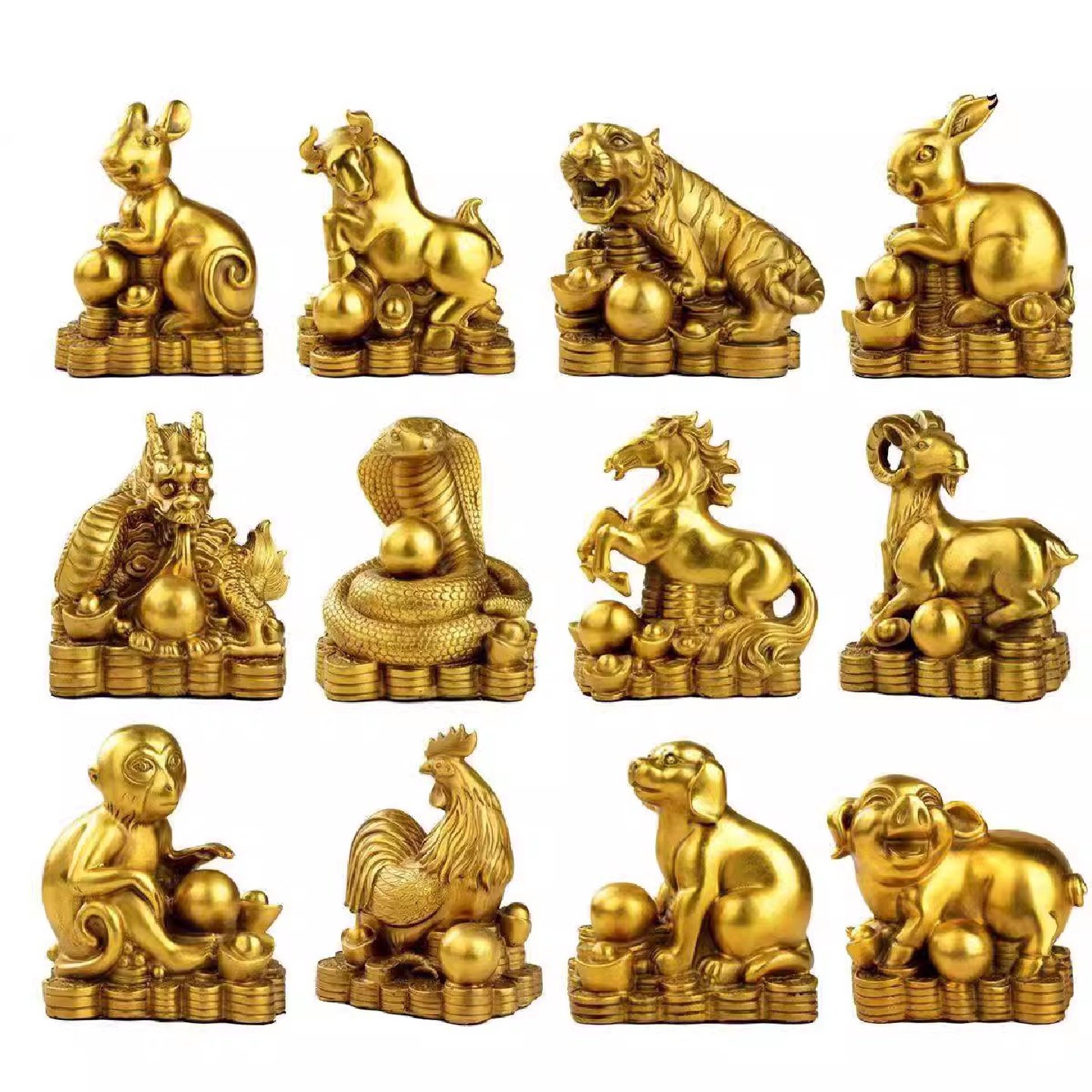 纯铜十二生肖摆件鼠牛虎兔龙蛇马羊猴鸡猪狗铜器工艺礼品摆饰桌面,家居饰品,桌面摆件,淘宝优惠券,粉丝福利购,淘宝优惠卷
