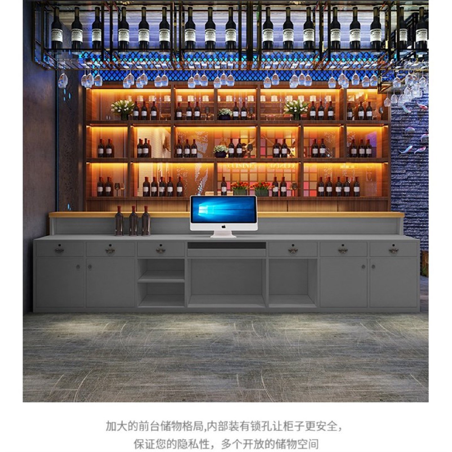 工业风酒吧吧台清吧咖啡台球厅转角前台桌接待柜台餐饮复古收直销