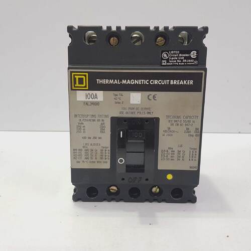 Square D FAL34100 3Pole ThermoMagnetic Circuit Breaker