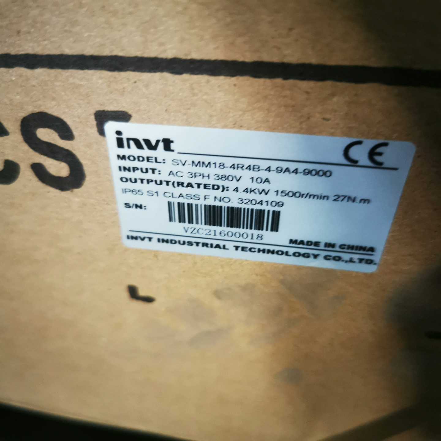 询价英孚康伺服电机SV-MM18-4R4B-4-9A4-9000