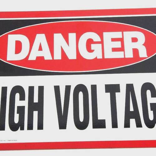 BOX OF 12 NEW DANGER HIGH VOLTAGE SIGNS PD102859