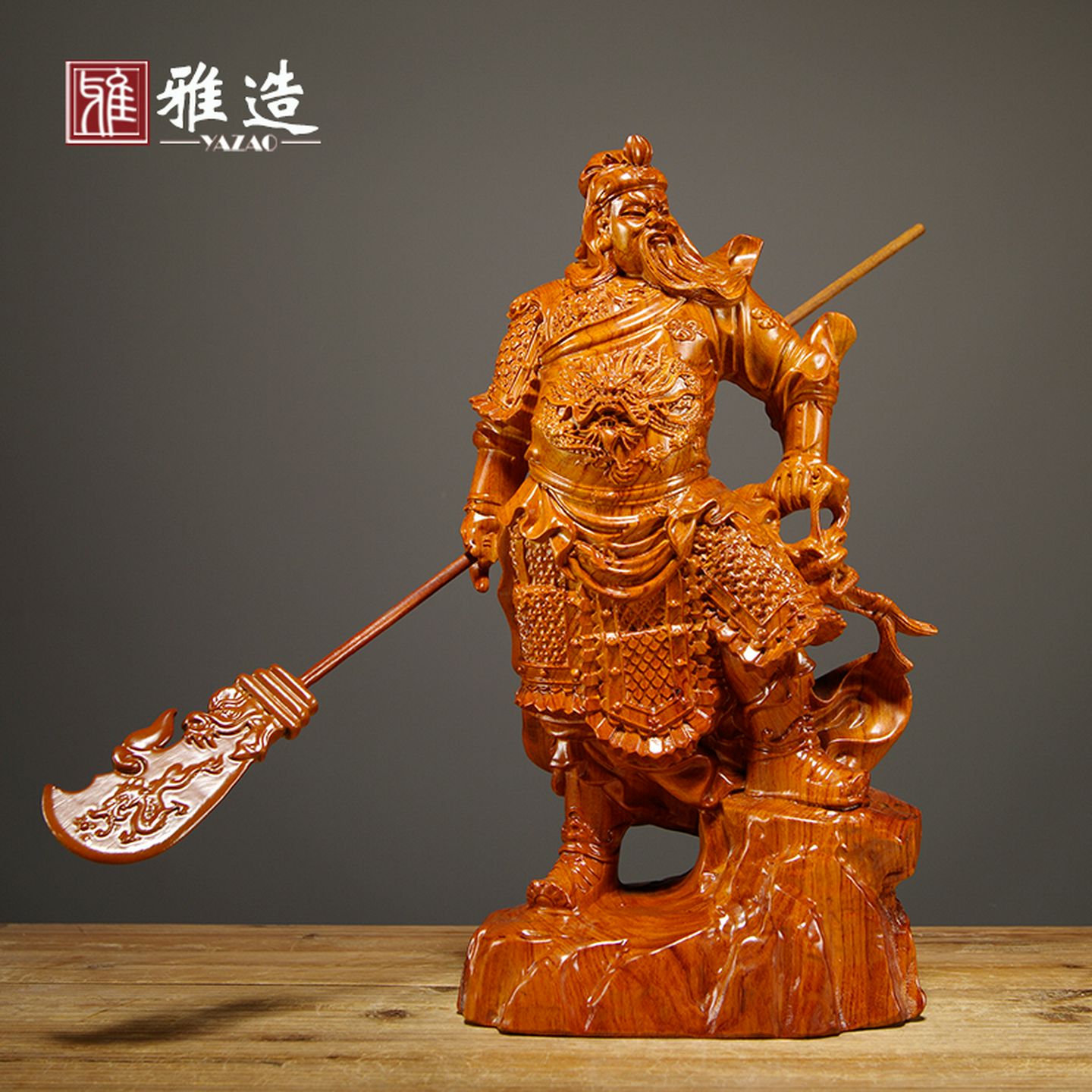 花梨木雕关公摆件实木家居供奉关羽关二爷神像雕刻工艺品客厅饰品