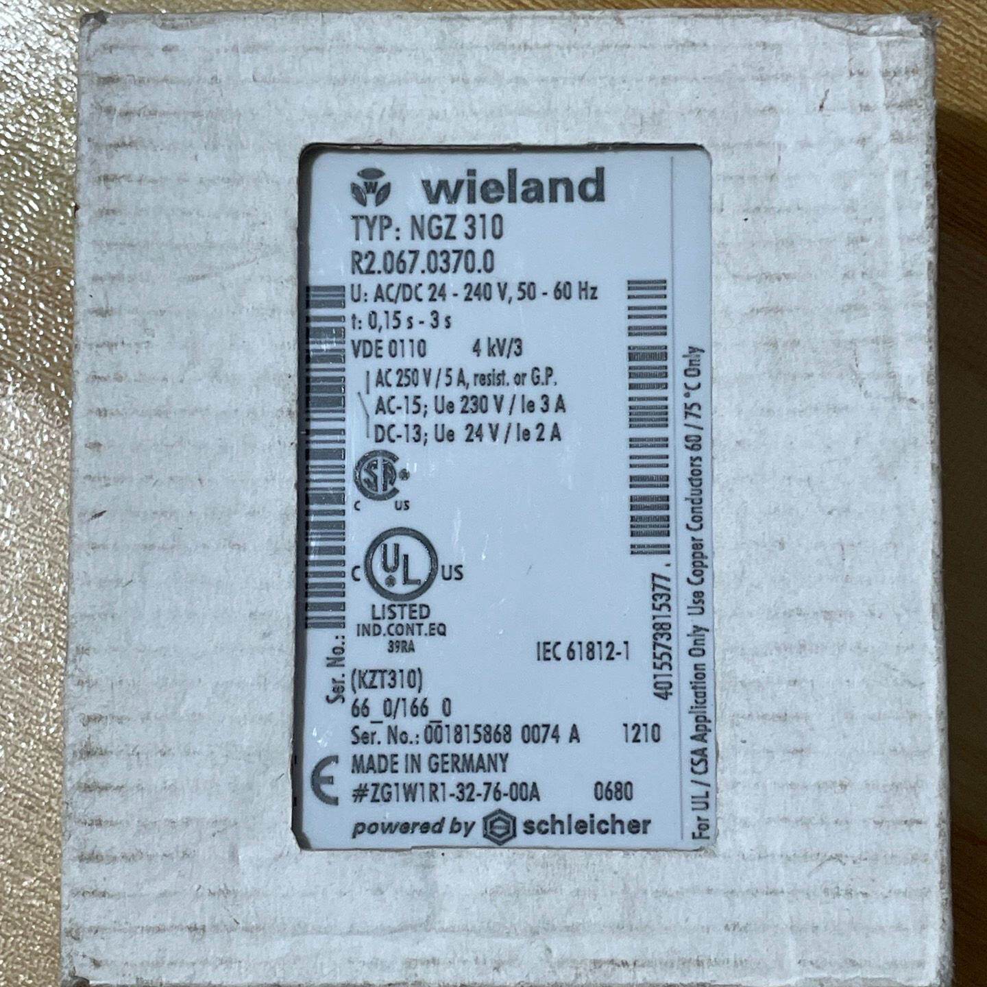 询价德国wieland威琅时间继电器NGZ310R2.06