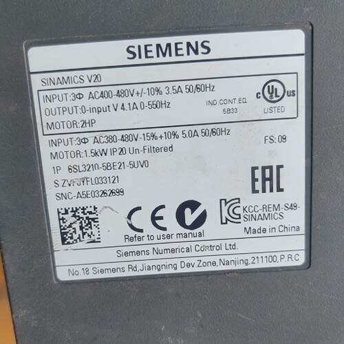 询-V20变频器型号6SL32105BE230UV0