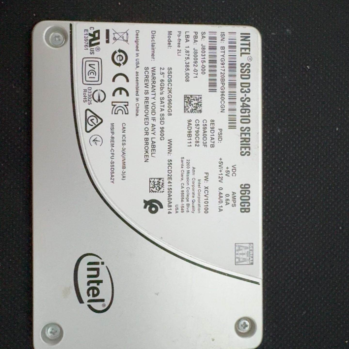 英特尔 S4610 960G SATA 2.5寸 企业级固态--议价商品
